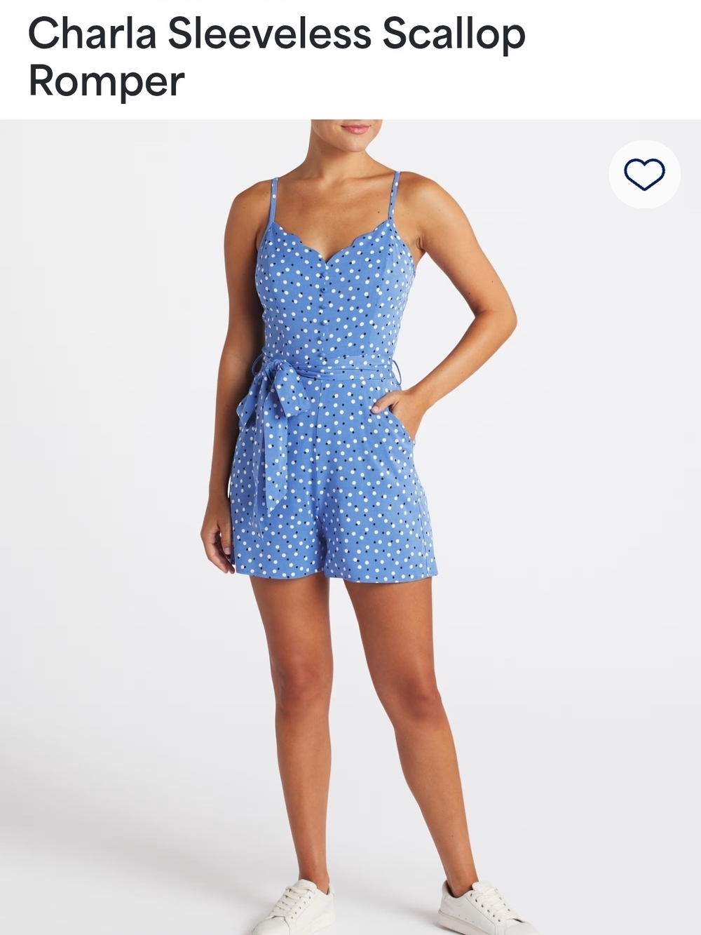 41 Hawthorn Blue Polka Dot Scallop Neck Romper